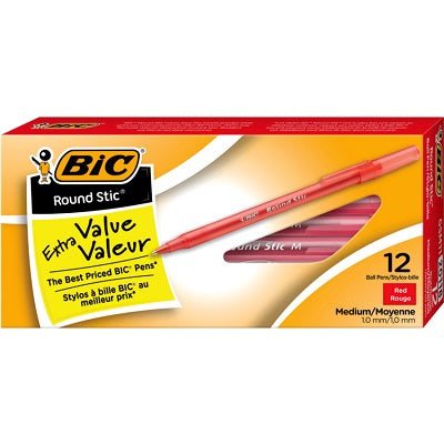 PEN-STICK, ROUND STIC BALLPOINT, MEDIUM RED    -GSM11