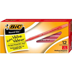 PEN-STICK, ROUND STIC BALLPOINT, MEDIUM RED    -GSM11